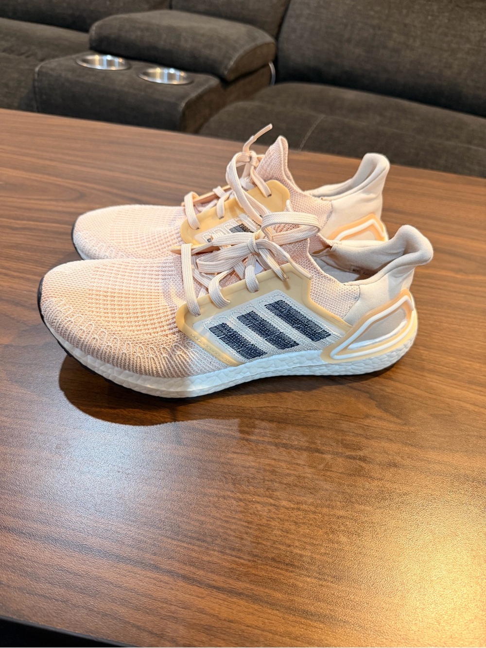 adidas Ultraboost Parley Sneakers in Pale Pink with Navy Stripes
